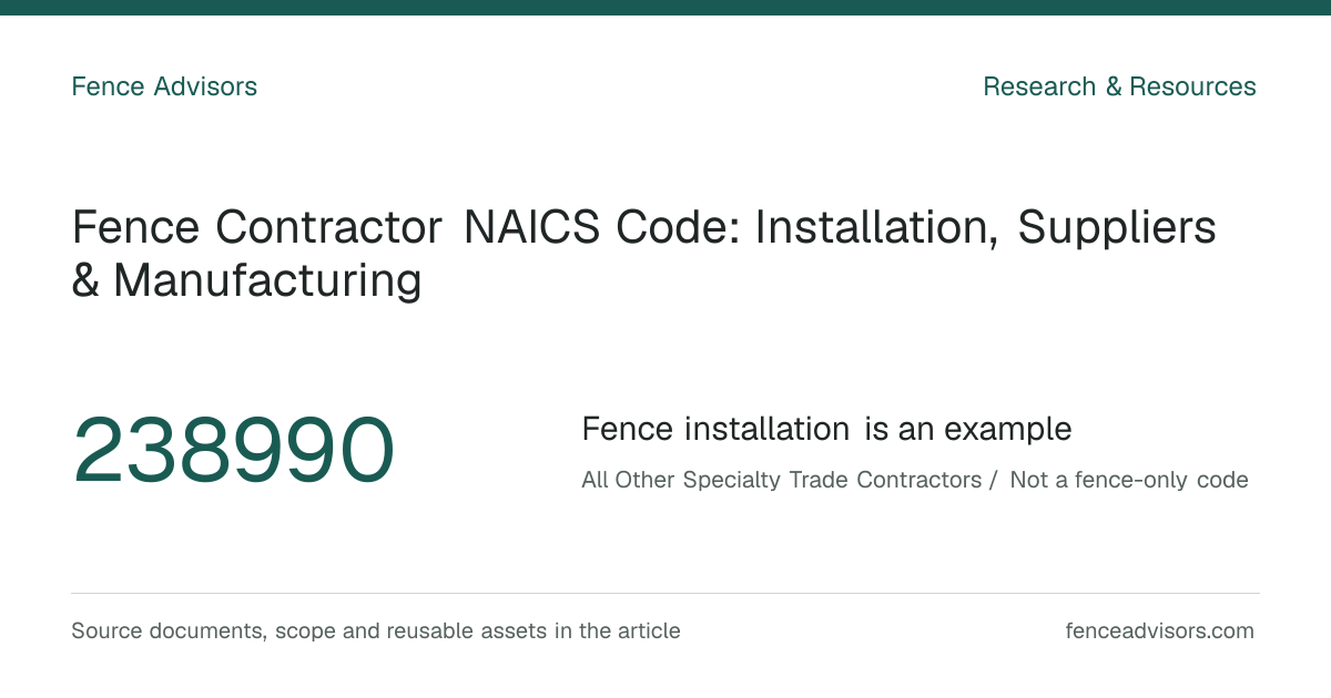 Fence Contractor NAICS Code: Installation, Suppliers & Manufacturing